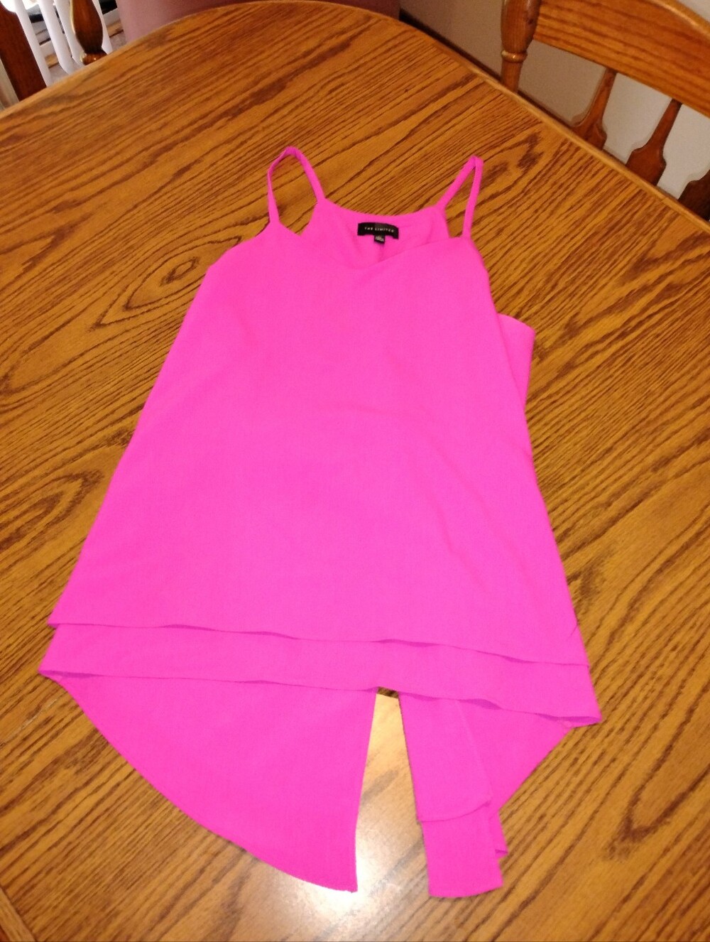 The Limited Hot Pink Layered High-Low Cami Tank Top Split Back Neon XS